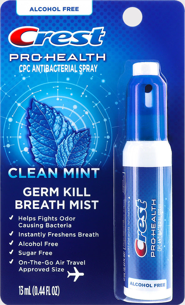 CREST Pro-Health Antibacterial Spray, Alcohol-Free Portable Germ Kill Breath Mist, Clean Mint Flavor