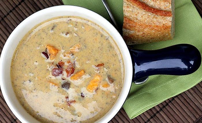 Mushroom, Sweet Potato, and Smoked Gouda Chowder