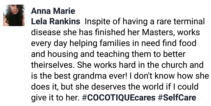 LELA RANKINS: NOMINATED BY ANNA MARIE