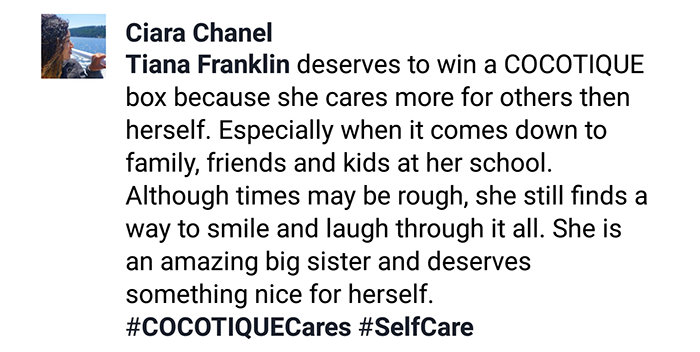 Tiana Franklin: nominated by ciara Chanel