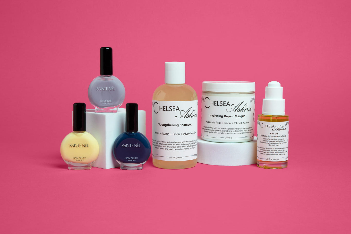 The July 2026 COCOTIQUE box — Chelsea Ashira hair care and Sainte Nèl nail polish