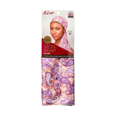 KISS Colors & Care Satin Wrap Scarf – Leopard or Paisley Print