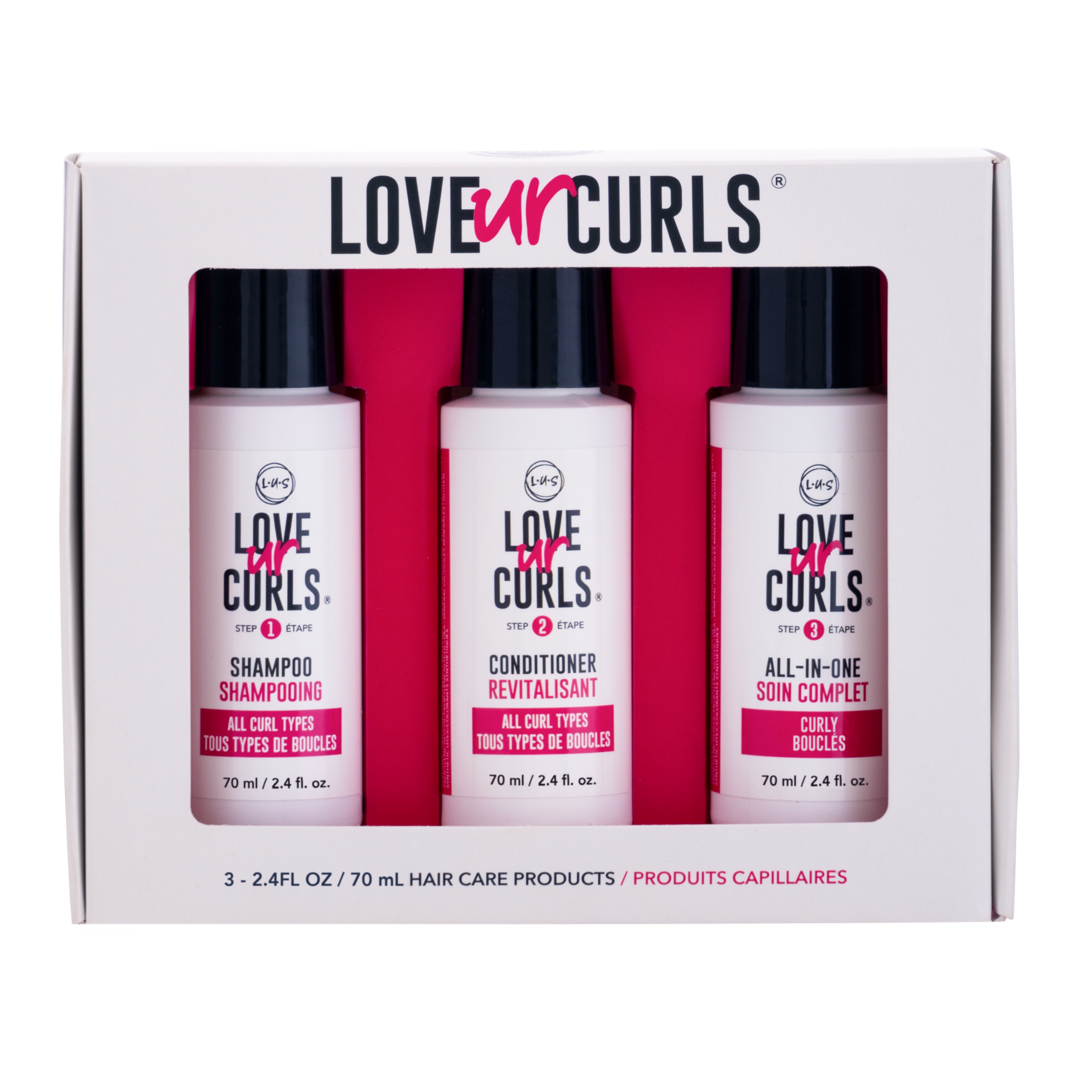 LUS BRANDS Kinky Curly 3-Step System – Shampoo, Conditioner, All