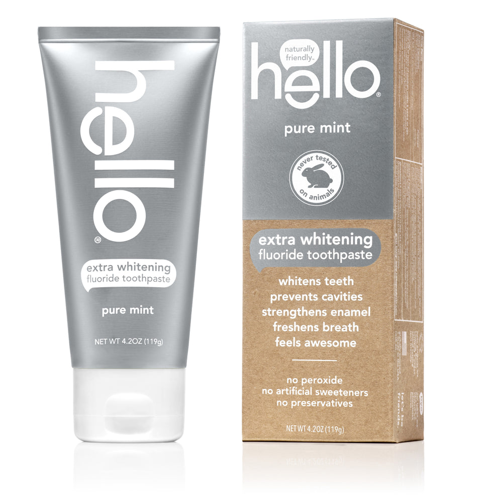 hello® extra whitening fluoride toothpaste in pure mint